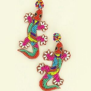 Multi color gecko lizard earrings